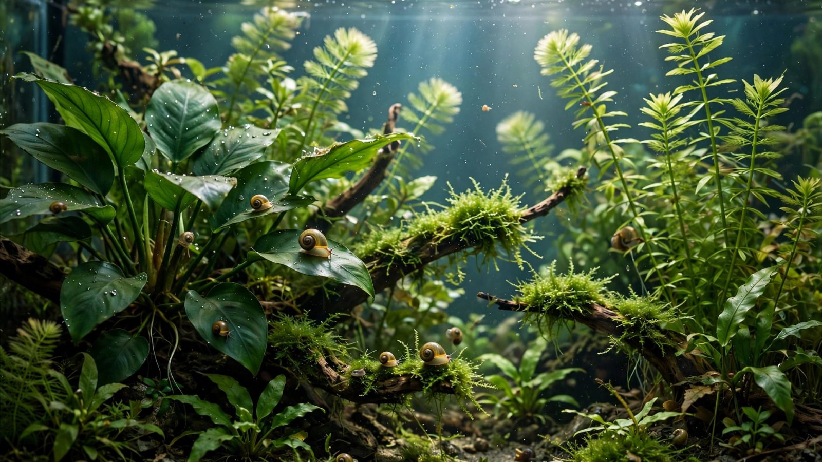 Clean isolated aquarium plants in clear water in a bare quarantine tank